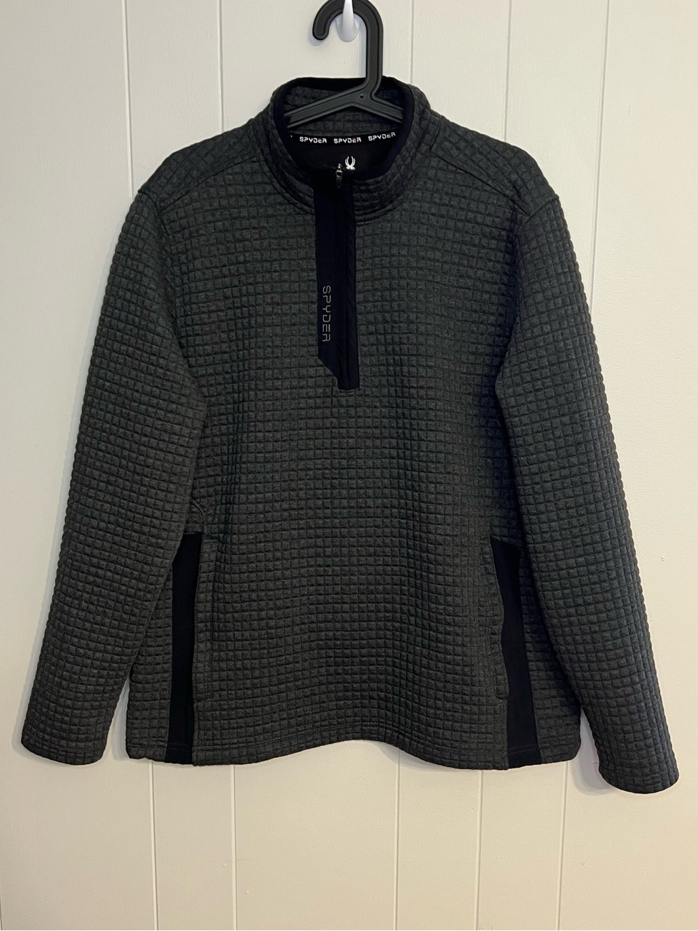 Spyder Men's Box Quilt / Grid Fleece Quarter-Zip Pullover Size L